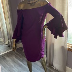 Venus Purple Dress Flare Sleeves Size 6